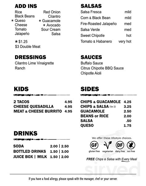 Salsa Fresca Mexican Grill menu in Peekskill, New York