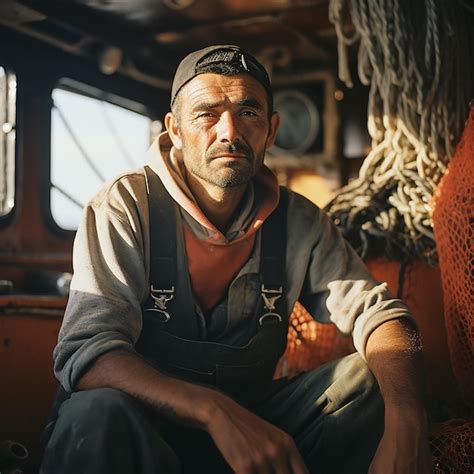 Premium AI Image | Portrait of a fisherman in work clothes on a fishing ...