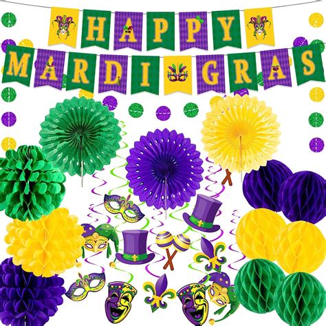 Amazon.com: 54 Pieces Mardi Gras Party Decorations and Supplies Set ...