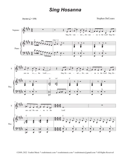 Sing Hosanna (Vocal Quartet - (SATB) By Stephen DeCesare - Digital ...