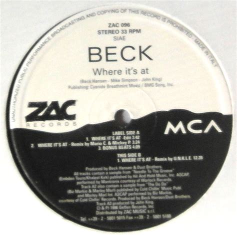 Beck – Where It's At (1996, Vinyl) - Discogs