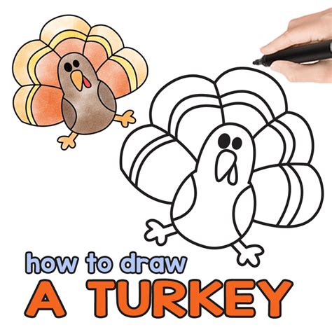 Art for Kids Hub How to Draw a Cartoon Turkey - Herlitz Soread