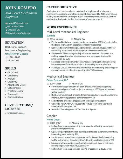 Mechanical Engineer Cv Template - Design Talk