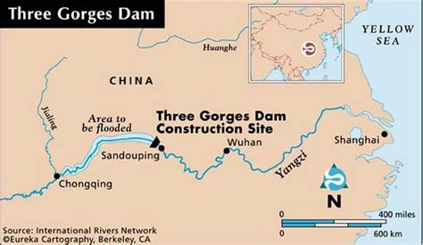 Map showing location of three gorges dam. | Three gorges dam, Dam, Map