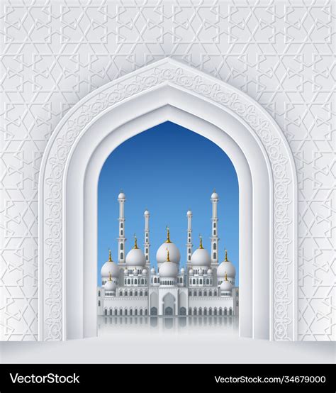 Islamic design arch with mosque Royalty Free Vector Image