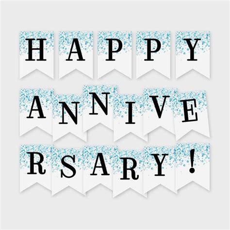 Happy Anniversary Printable Banner Blue Confetti Glitters - Etsy ...