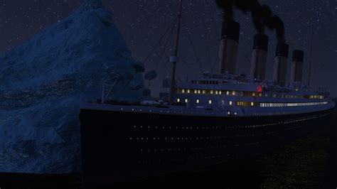 Titanic Hitting The Iceberg And Sinking