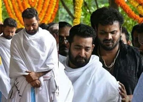 These pictures of Jr NTR at the funeral of his father Nandamuri ...