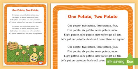 One Potato, Two Potato Song (teacher made) - Twinkl