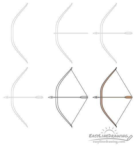 How to Draw a Bow & Arrow Step by Step - EasyLineDrawing