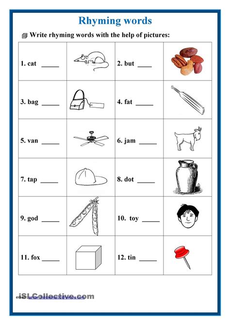 List Of Rhyming Words For Grade 1