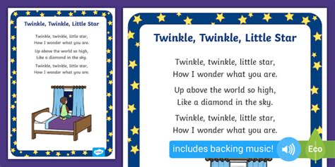 Twinkle Twinkle Little Star Nursery Rhyme Poster - Twinkl