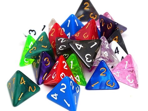 Bulk 4 Sided Dice | 25 Count | Assorted | Multi Colored | D4s - Easy ...