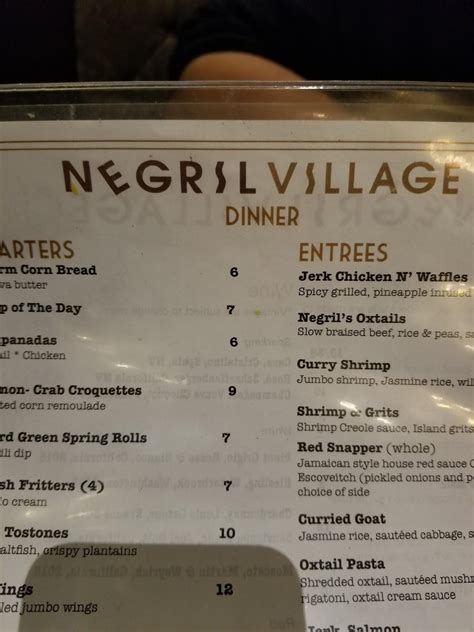 Menu at Negril ATL pub & bar, Atlanta