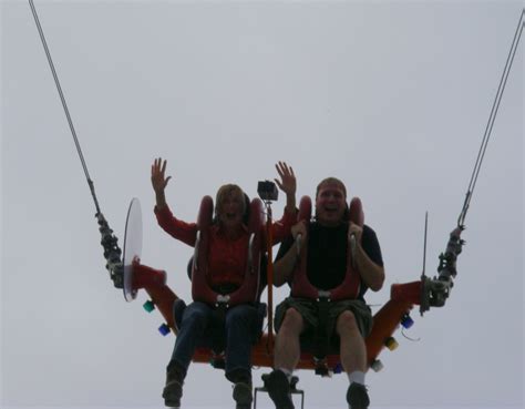 Doing the slingshot ride at the Puyallup Fair - Where are Sue & Mike?