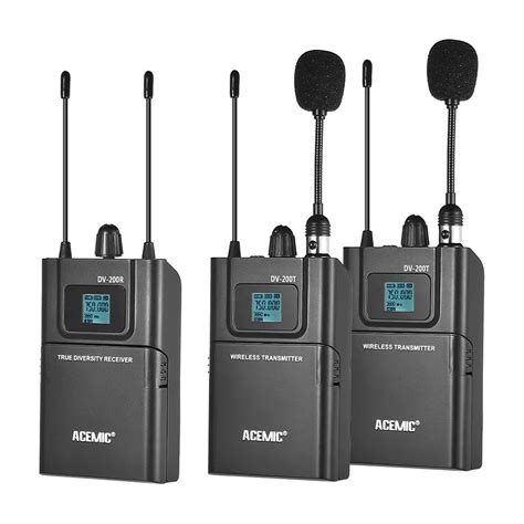 DV200 Dual Channel UHF Wireless Microphone System for Canon Nikon Sony ...