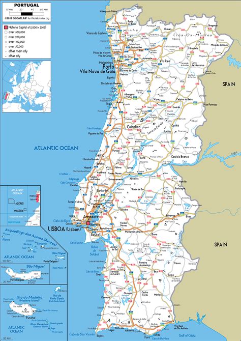 Large size Road Map of Portugal - Worldometer