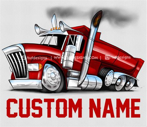 Red Semi Truck Art Personalized Lowered Dump Truck Artwork - Etsy