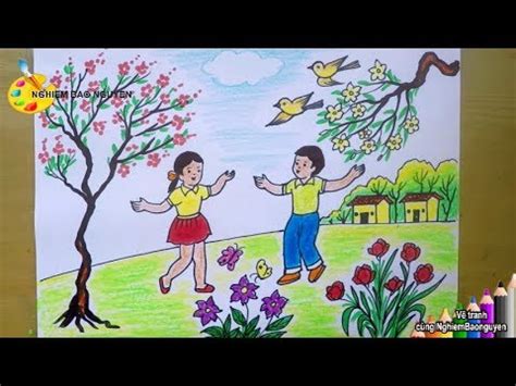 Vẽ tranh Mùa xuân của em/How to draw Spring season mới nhất 2023 - Vẽ.vn