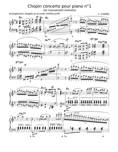 Chopin concerto pour piano n°1 1er mvt extraits avec accords chiffrés ...