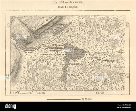 Damascus city plan. Syria. Sketch map 1885 old antique vintage chart ...