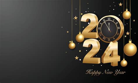 Happy new year 2024. 3d gold numbers with golden Christmas decoration ...