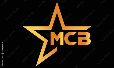 MCB golden luxury star icon three letter logo design vector template ...