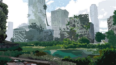 ArtStation - Nier Automata City Ruins Pixel Art