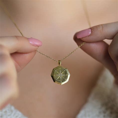 Gold Compass Necklace 925 Sterling Silver By Florence London ...