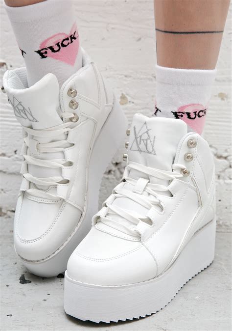 Krazii Platform Sneakers | White high top sneakers, White platform ...