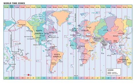 World Time Zone Map with Major Cities