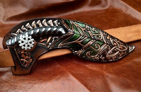 Handmade Leather Steampunk Celtic Knife Sheath Horizontal Carry by ...