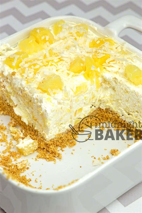 No-Bake Pineapple Cream Dessert - The Midnight Baker | Cream cheese ...