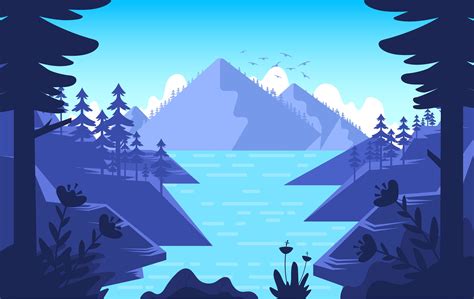 Vector Nature Landscape Illustration | Desktop wallpaper art, Nature ...