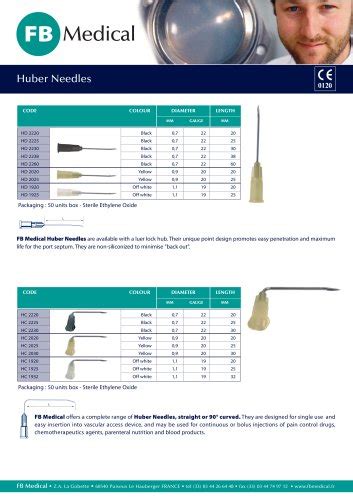 HUBER NEEDLES® - F.B. Medical - PDF Catalogs | Technical Documentation