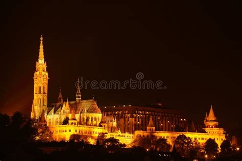 Matthias Church at Night in Budapest Stock Photo - Image of bridge ...