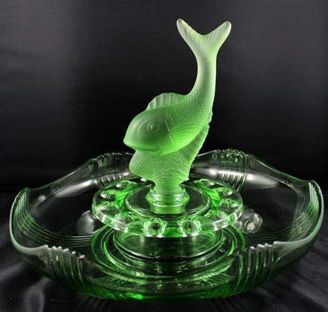 Antique Art Deco Green Depression Glass Fish Float Bowl | eBay