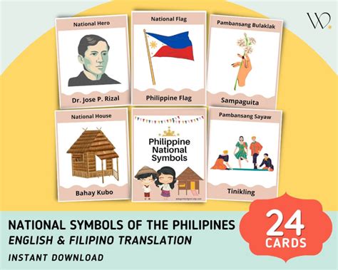 National Symbols of the Philippines 24 Flashcards English Tagalog ...