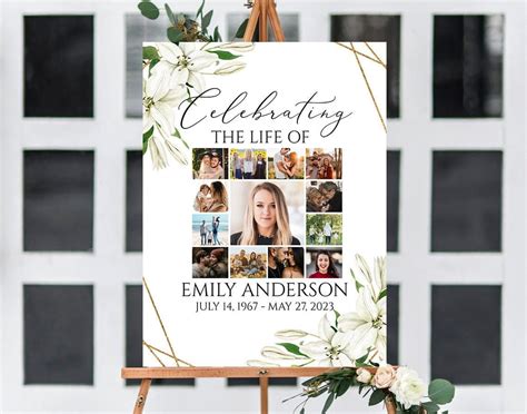 Celebration of Life Photos Collage Funeral Welcome Sign White | Etsy