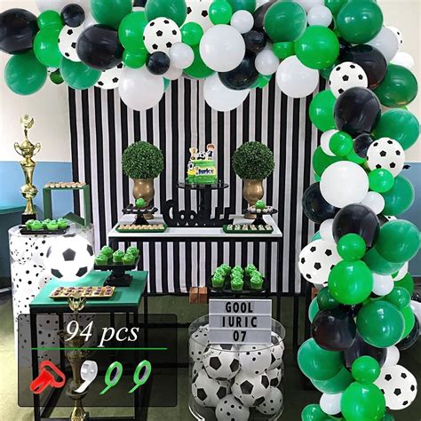 YANSION 94Pcs Soccer Balloons Garland, Soccer Party Supplies Football ...