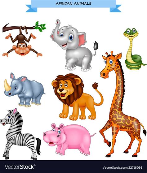 illustration of Cartoon african animals collection. Download a Free ...