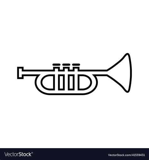 Music trumpet icon flat in black on white Vector Image