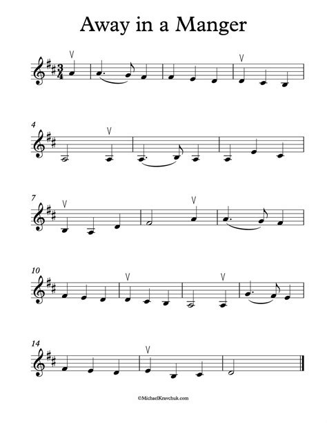 Free Violin Sheet Music – Away In A Manger – Michael Kravchuk