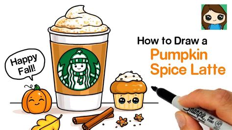 How to Draw a Starbucks Pumpkin Spice Latte 🍁 | Starbucks pumpkin spice ...