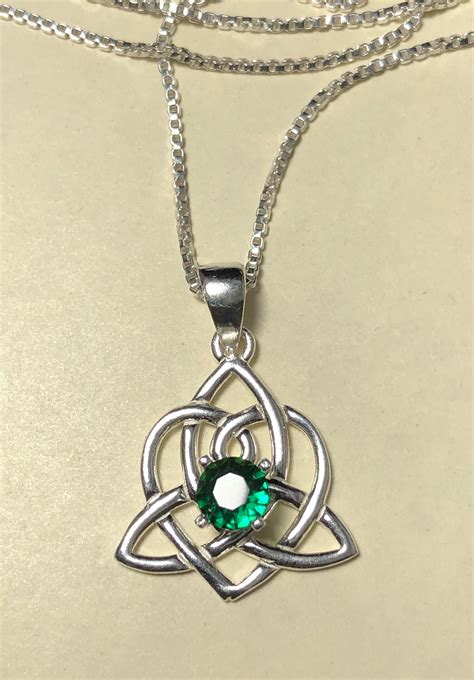 Celtic Sisters Knot Emerald Necklace in Sterling Silver, Irish Necklace ...