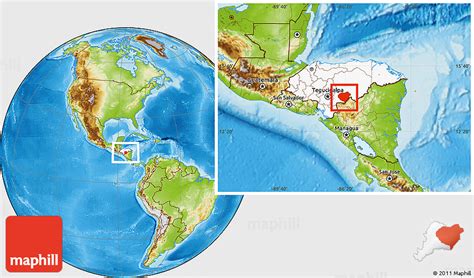 Physical Location Map of Danli, highlighted country