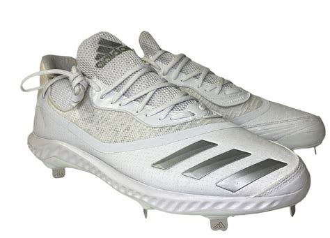 Men's Adidas White Icon V Bounce Iced Baseball Metal Cleats, Size 17 ...