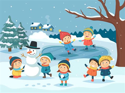 Winter children playing in the snow :: Behance