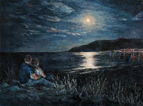 Moonlight Over The Sea Painting in 2021 | Beautiful photos of nature ...