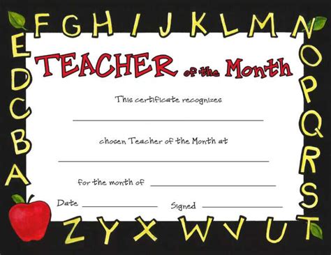 Teacher Of The Month Certificate Template – Xfanzexpo.com